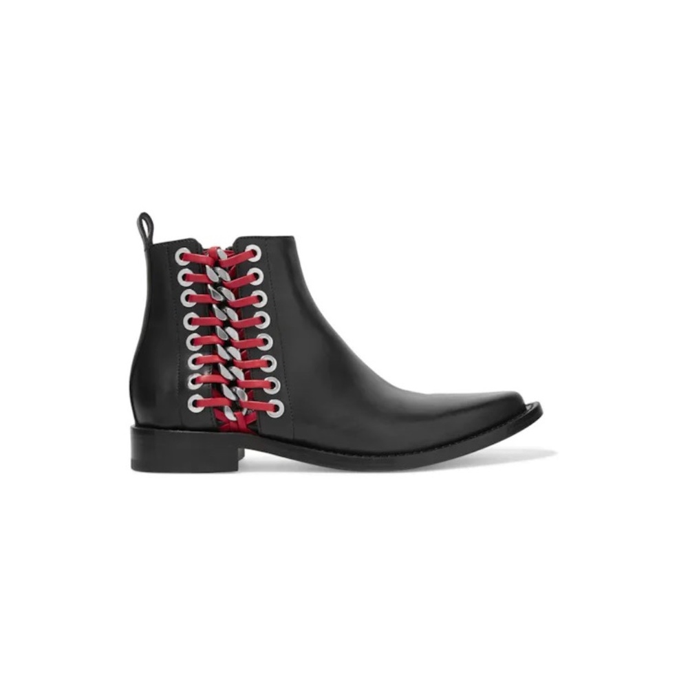 Alexander McQueen Braided Chain Leather Ankle Boots